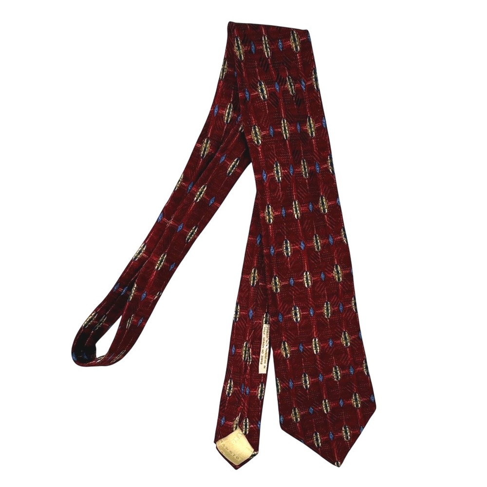 Omaggio By Robert Talbott Silk Handsewn Tie Italy Burgundy Geometric‎ Mens